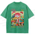 Unisex Yayoi Kusama Mushrooms Printed Washed Tee