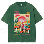 Unisex Yayoi Kusama Mushrooms Printed Washed Tee