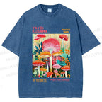 Unisex Yayoi Kusama Mushrooms Printed Washed Tee