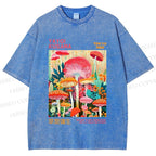 Unisex Yayoi Kusama Mushrooms Printed Washed Tee