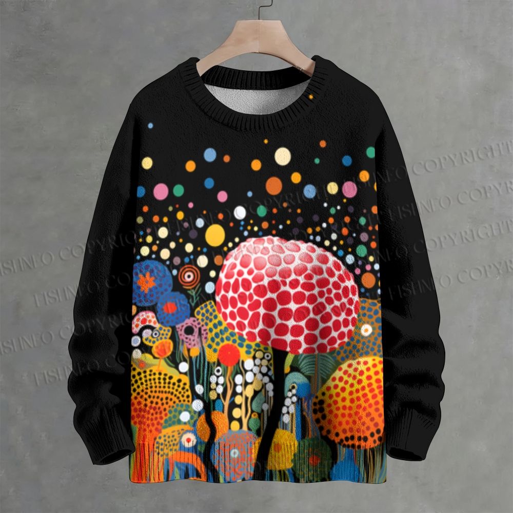 Yayoi Kusama Mushrooms With Dots Crew Neck Sweater