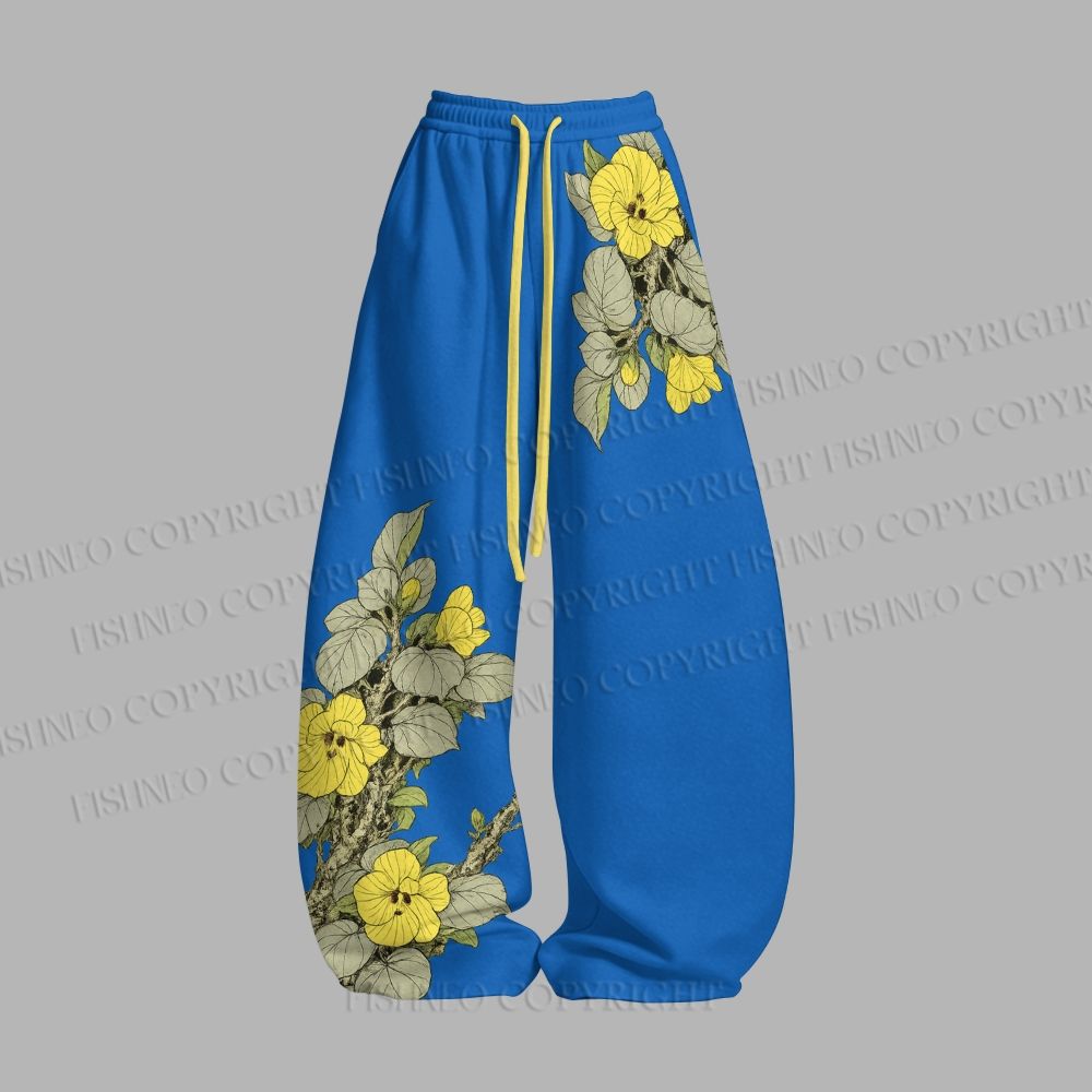 Unisex Two Birds With Yellow Flowers Loose Tank Top Set