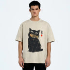 Cat Eating Fish Vintage Washed T-shirt
