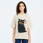 Cat Eating Fish Vintage Washed T-shirt