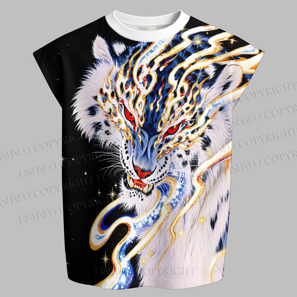 Men's A Wild Roar Sleeveless Tank Top & Elasticated Trousers pants Two-Piece Streetwear Set