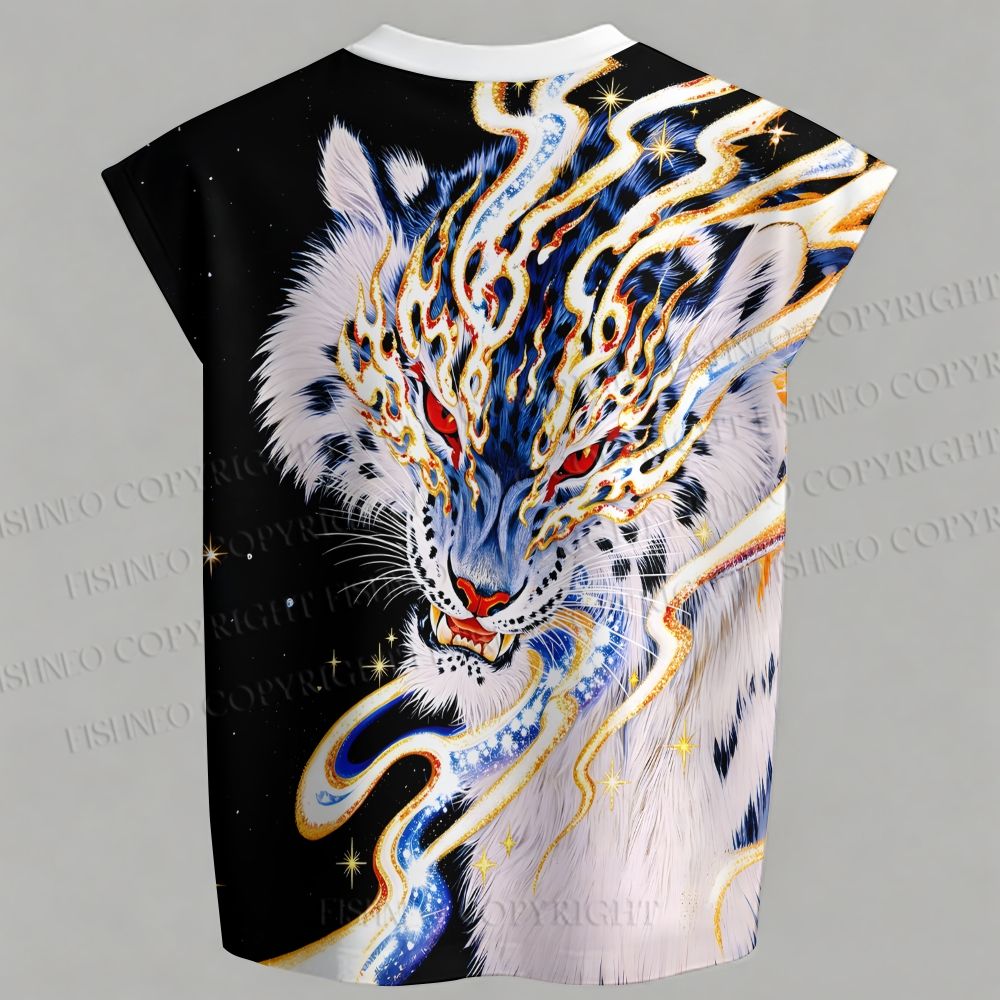 Men's A Wild Roar Sleeveless Tank Top & Elasticated Trousers pants Two-Piece Streetwear Set