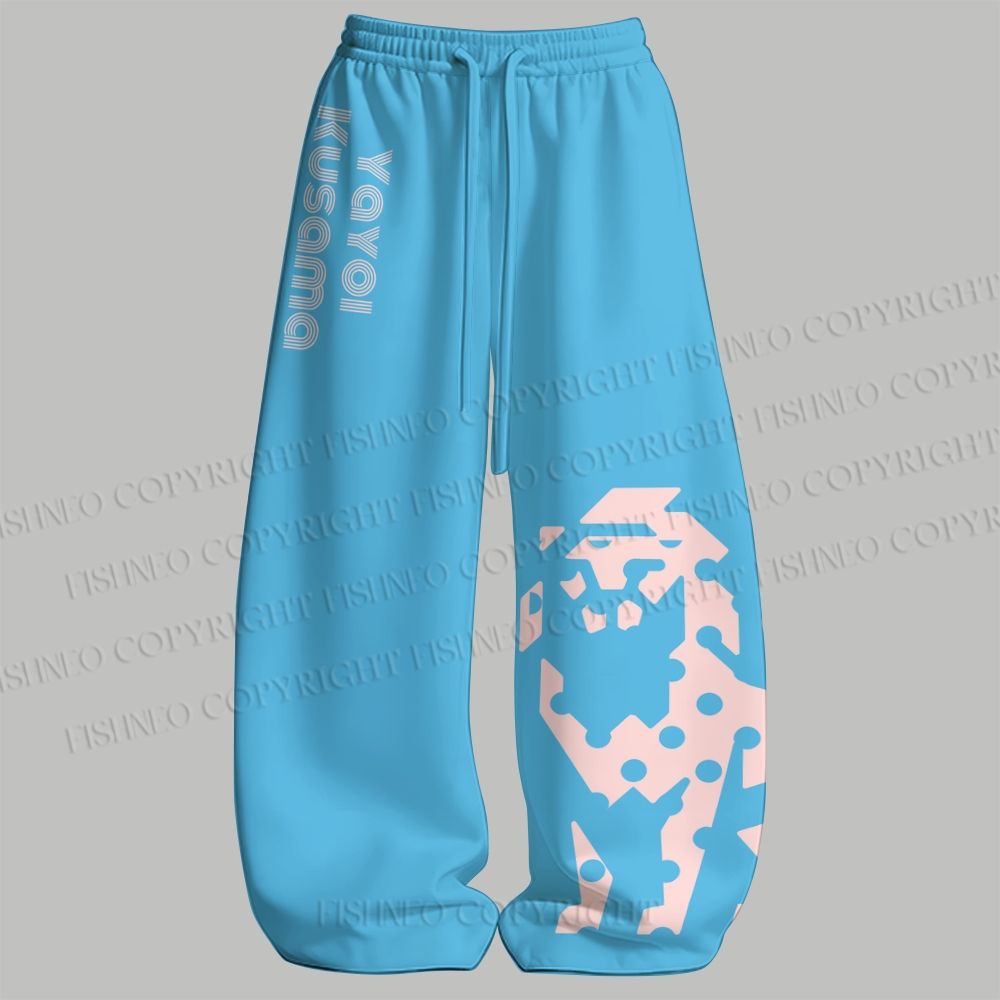 Men's Yayoi Kusama Pink Lion Sleeveless Tank Top & Elasticated Trousers pants Two-Piece Streetwear Set