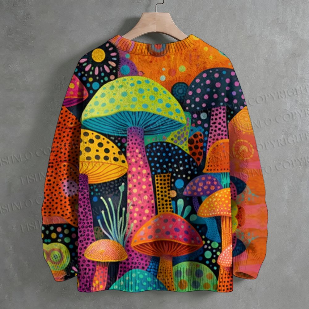 Yayoi Kusama Multicolor Mushroom Crew Neck Sweater