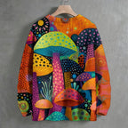 Yayoi Kusama Multicolor Mushroom Crew Neck Sweater