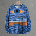 Starry Night Big Eye Surreal Crew Neck Sweater