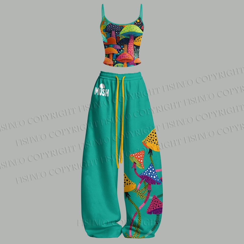 Yayoi Kusama Multicolor Mushroom Top & Elasticated Trousers Two-Piece Set