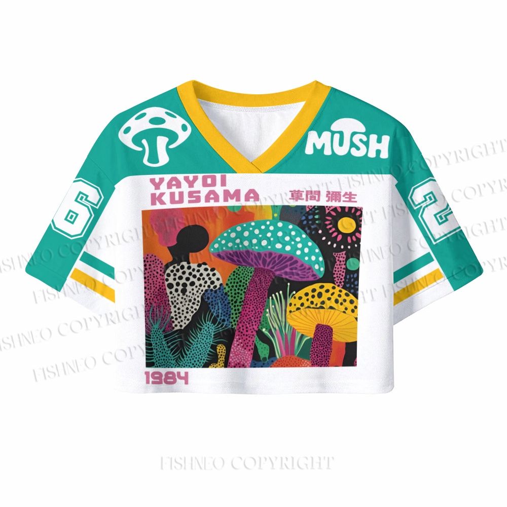 Yayoi Kusama Multicolor Mushroom Crop Sport Jersey Shirts