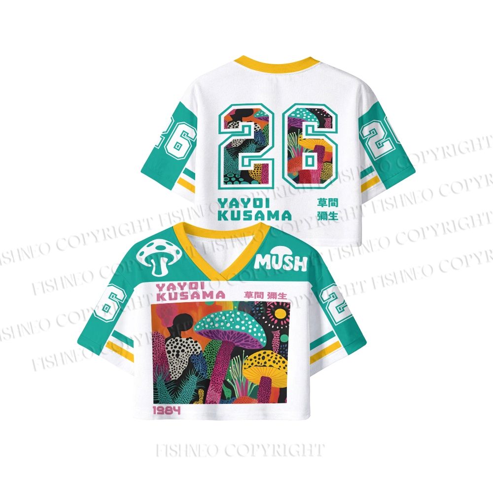 Yayoi Kusama Multicolor Mushroom Crop Sport Jersey Shirts