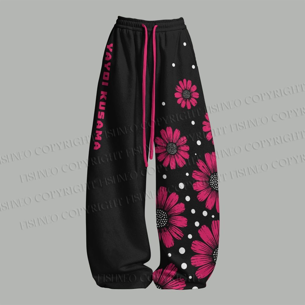 Yayoi Kusama Giant Pink Flowers Top & Elasticated Trousers Two-Piece Set