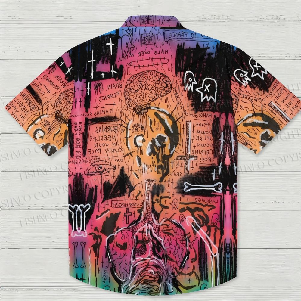 Jean-Michel Basquiat Style Graffiti Hawaiian Shirt