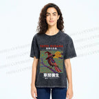 Unisex Yayoi Kusama Halloween Crow Printed Washed Tee