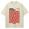 Unisex Yayoi Kusama Polka Dot Skull Printed Washed Tee