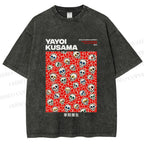 Unisex Yayoi Kusama Polka Dot Skull Printed Washed Tee