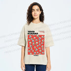 Unisex Yayoi Kusama Polka Dot Skull Printed Washed Tee