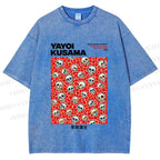 Unisex Yayoi Kusama Polka Dot Skull Printed Washed Tee