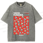 Unisex Yayoi Kusama Polka Dot Skull Printed Washed Tee