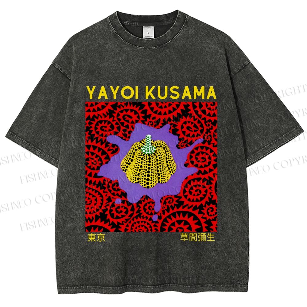 Unisex Yayoi Kusama Pumpkin Printed Washed Tee