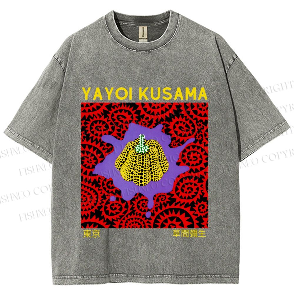 Unisex Yayoi Kusama Pumpkin Printed Washed Tee