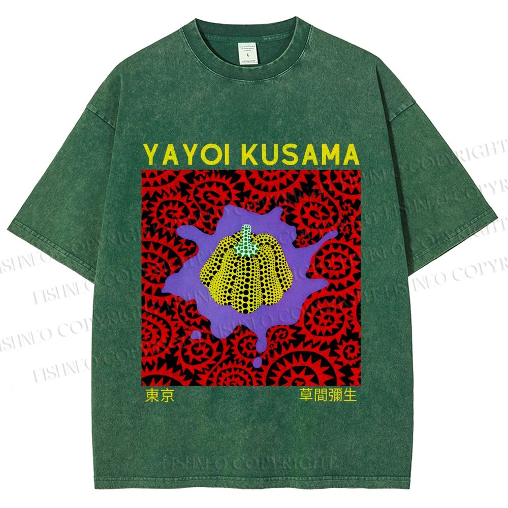 Unisex Yayoi Kusama Pumpkin Printed Washed Tee