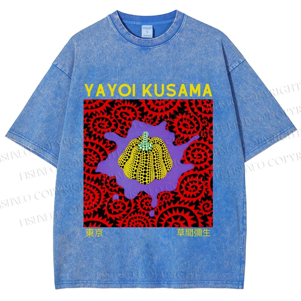 Unisex Yayoi Kusama Pumpkin Printed Washed Tee