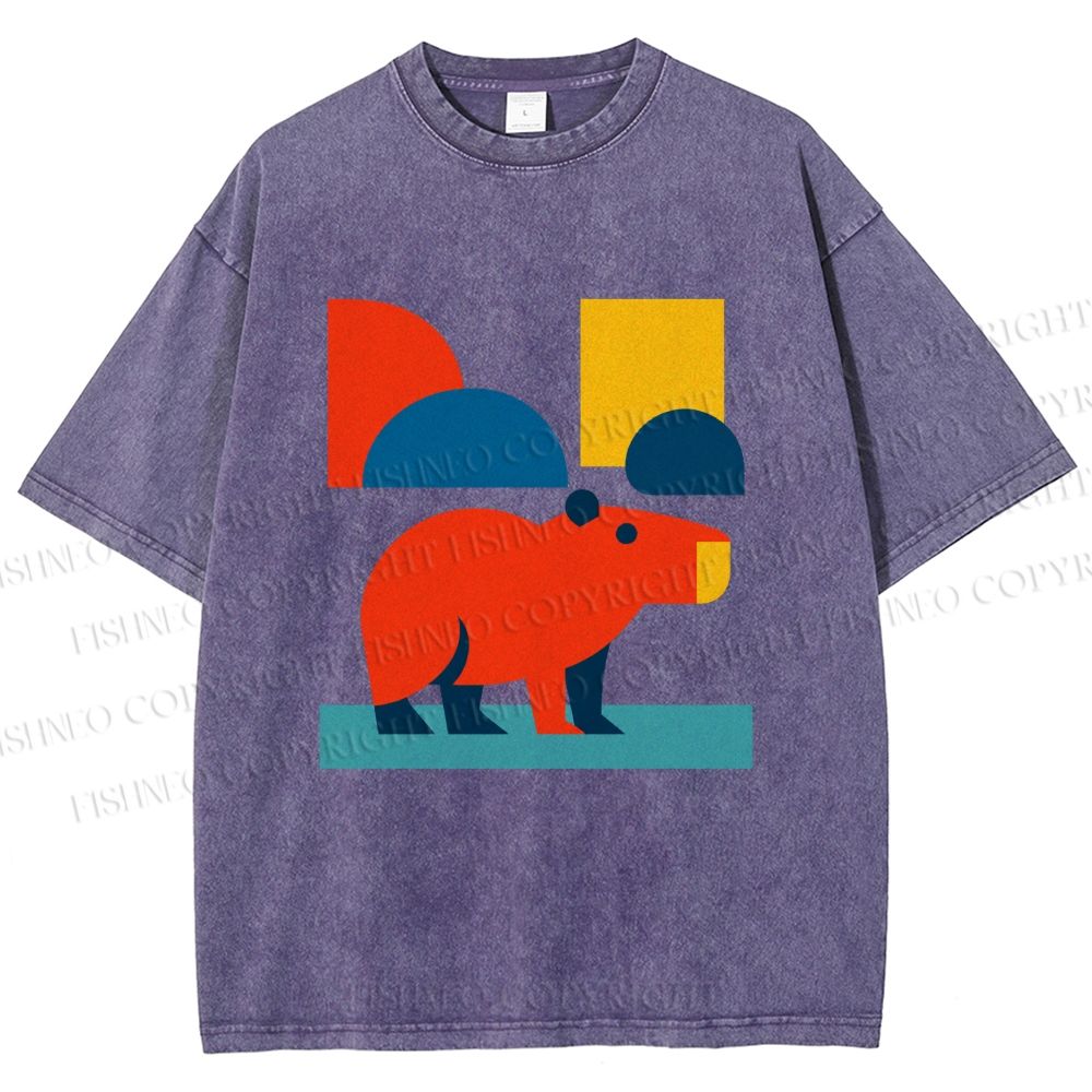 Unisex Bauhaus Capybara Printed Washed Tee