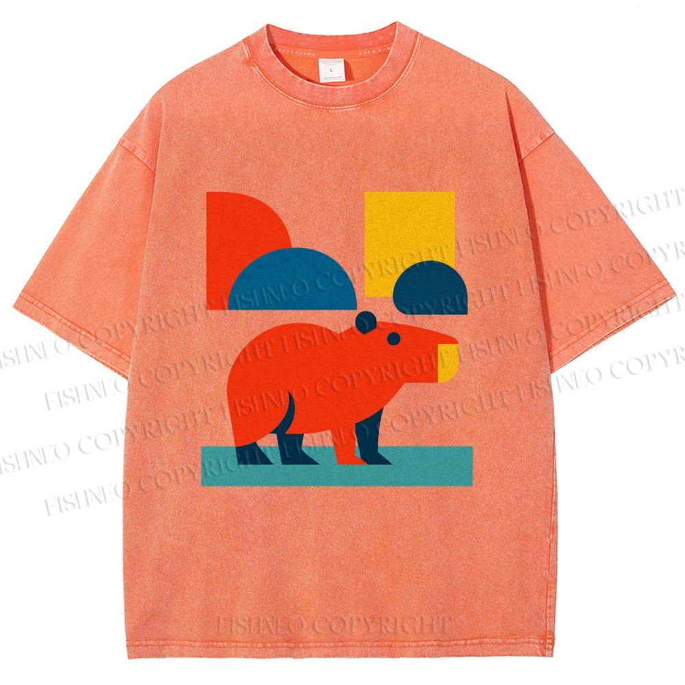 Unisex Bauhaus Capybara Printed Washed Tee