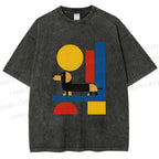 Unisex Bauhaus Dachshund Printed Washed Tee