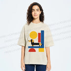 Unisex Bauhaus Dachshund Printed Washed Tee