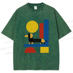Unisex Bauhaus Dachshund Printed Washed Tee