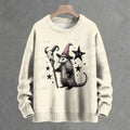Wizard Opossum With Goat Skull Staff Crew Neck Sweater