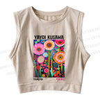 Yayoi Kusama Flower Sleeveless Crop Tops