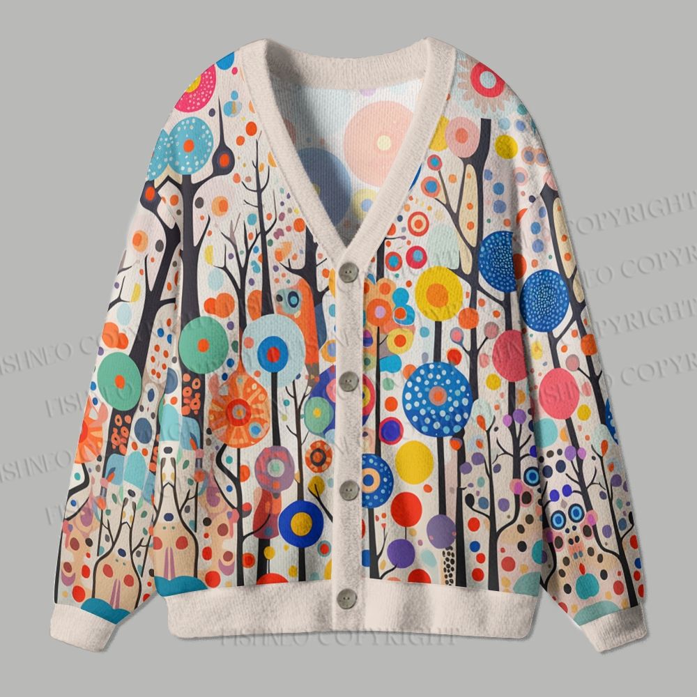 Yayoi Kusama Polka Dot Forest Ugly Cardigan Sweater