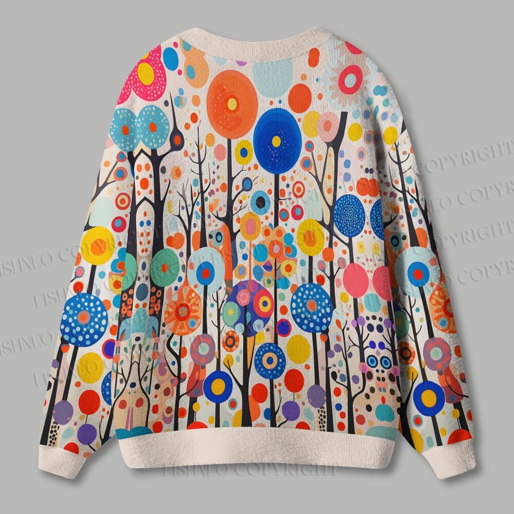 Yayoi Kusama Polka Dot Forest Ugly Cardigan Sweater