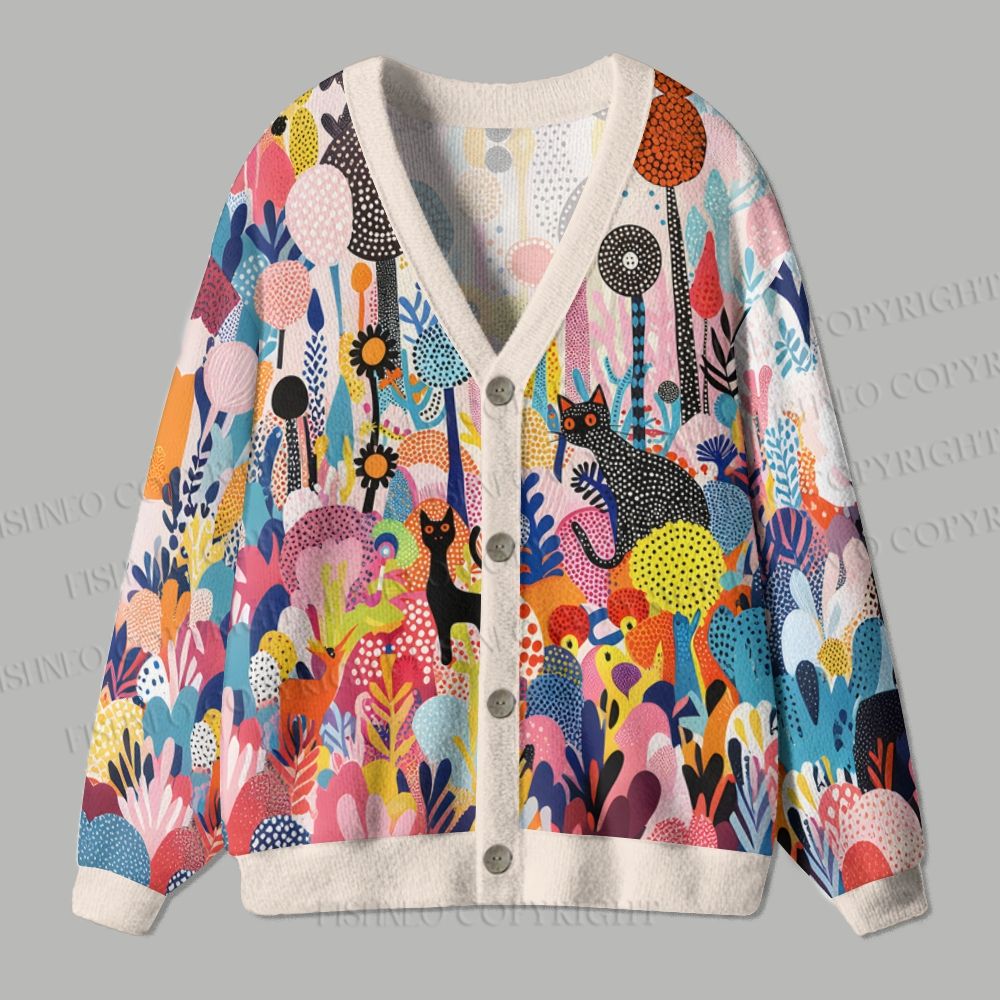 Yayoi Kusama Forest Cat Ugly Cardigan Sweater