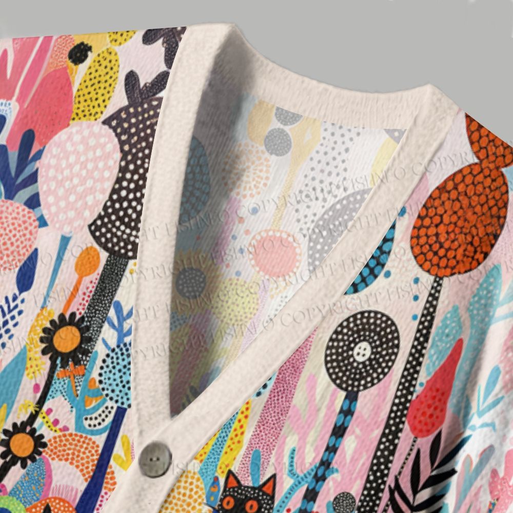 Yayoi Kusama Forest Cat Ugly Cardigan Sweater