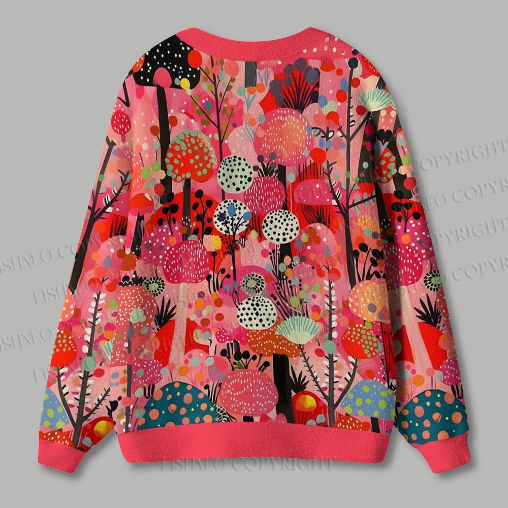 Yayoi Kusama Polka Dot Forest Ugly Cardigan Sweater
