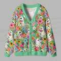 Halloween Ghost And Floral Ugly Cardigan Sweater