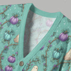 Halloween Ghost And Pumpkin Ugly Cardigan Sweater
