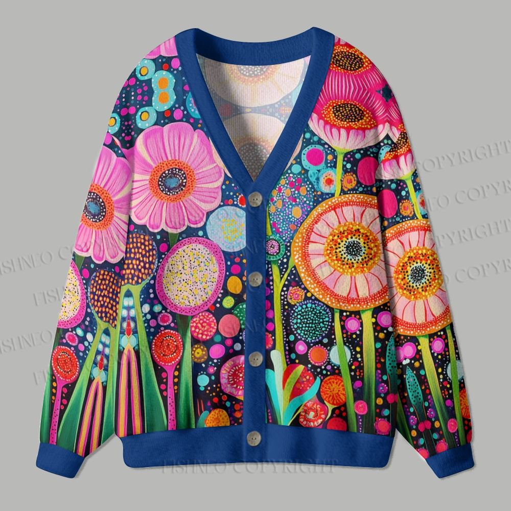 Yayoi Kusama Floral Ugly Cardigan Sweater