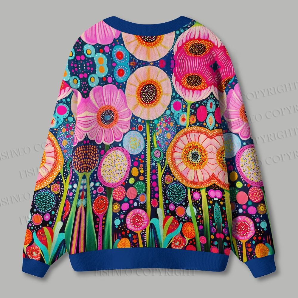 Yayoi Kusama Floral Ugly Cardigan Sweater