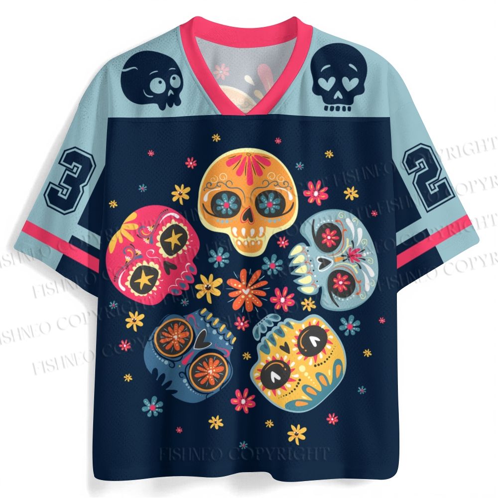 Halloween Floral Skulls Jersey Shirts