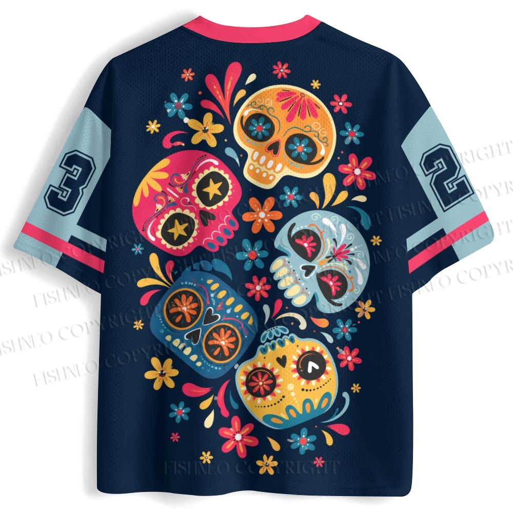 Halloween Floral Skulls Jersey Shirts