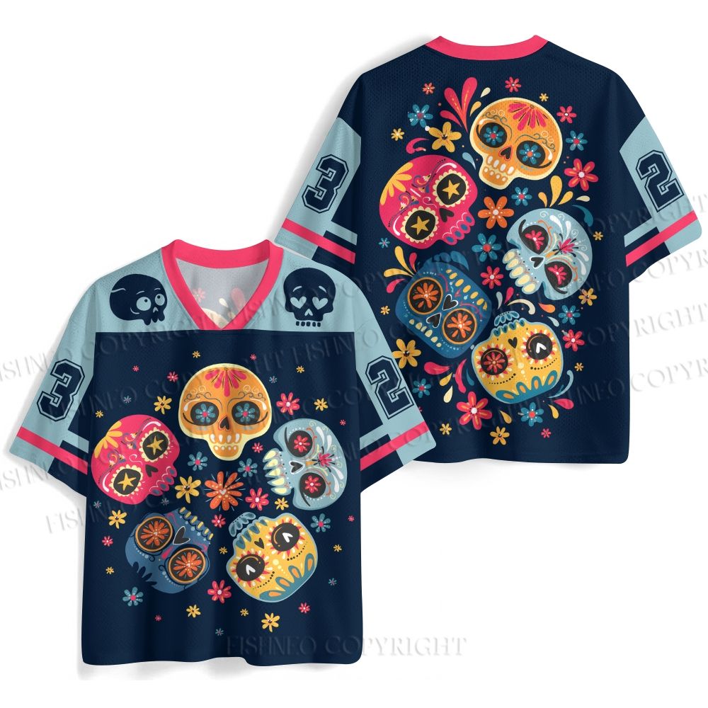 Halloween Floral Skulls Jersey Shirts