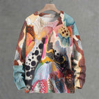 Abstract-style Mushroom Crew Neck Sweater