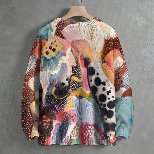Abstract-style Mushroom Crew Neck Sweater
